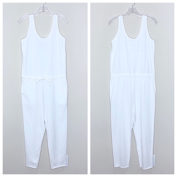 Frank & Eileen Heritage Jersey Tank Jumpsuit (Sz S) Drawstring Cropped White - Picture 2 of 12